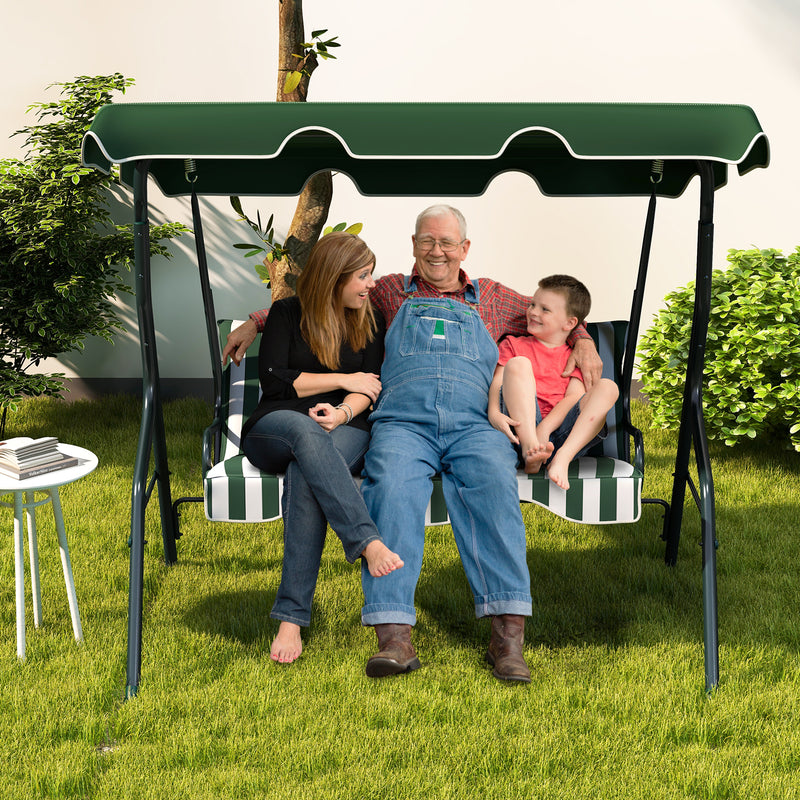 3 Seats Patio Canopy Swing-Green