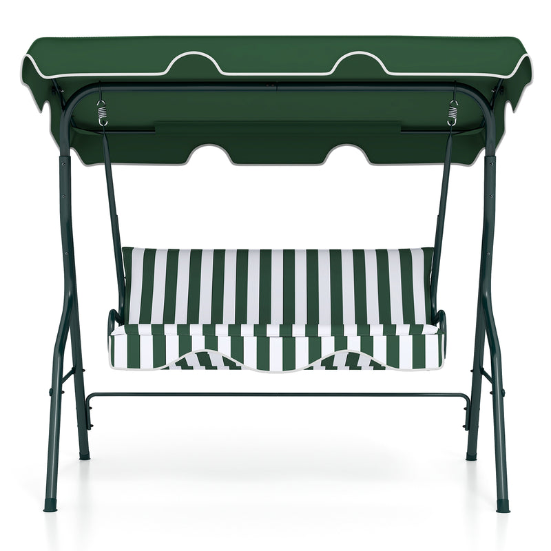 3 Seats Patio Canopy Swing-Green