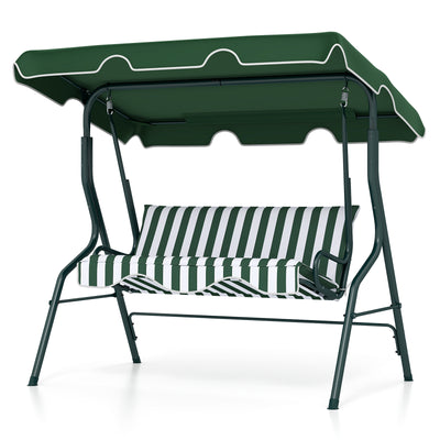 3 Seats Patio Canopy Swing-Green