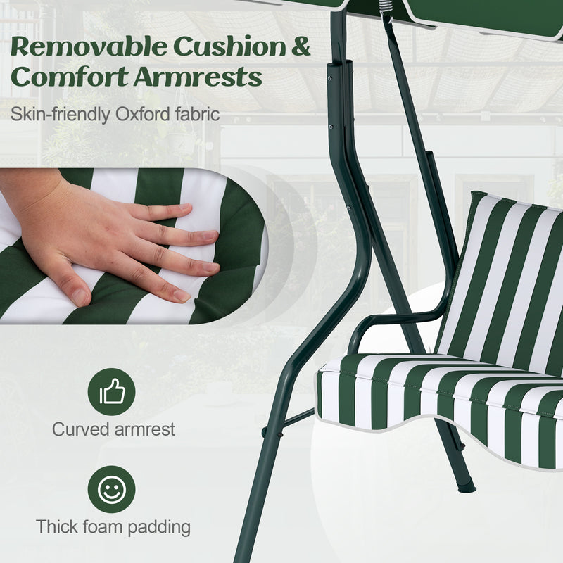 3 Seats Patio Canopy Swing-Green