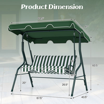 3 Seats Patio Canopy Swing-Green