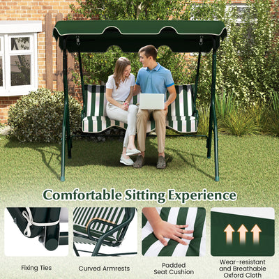 3 Seats Patio Canopy Swing-Green