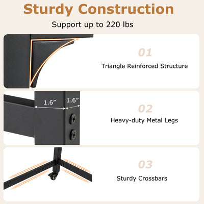 48 Inch Rolling Computer Desk with Heavy-duty Metal Frame for Home and Office-Natural