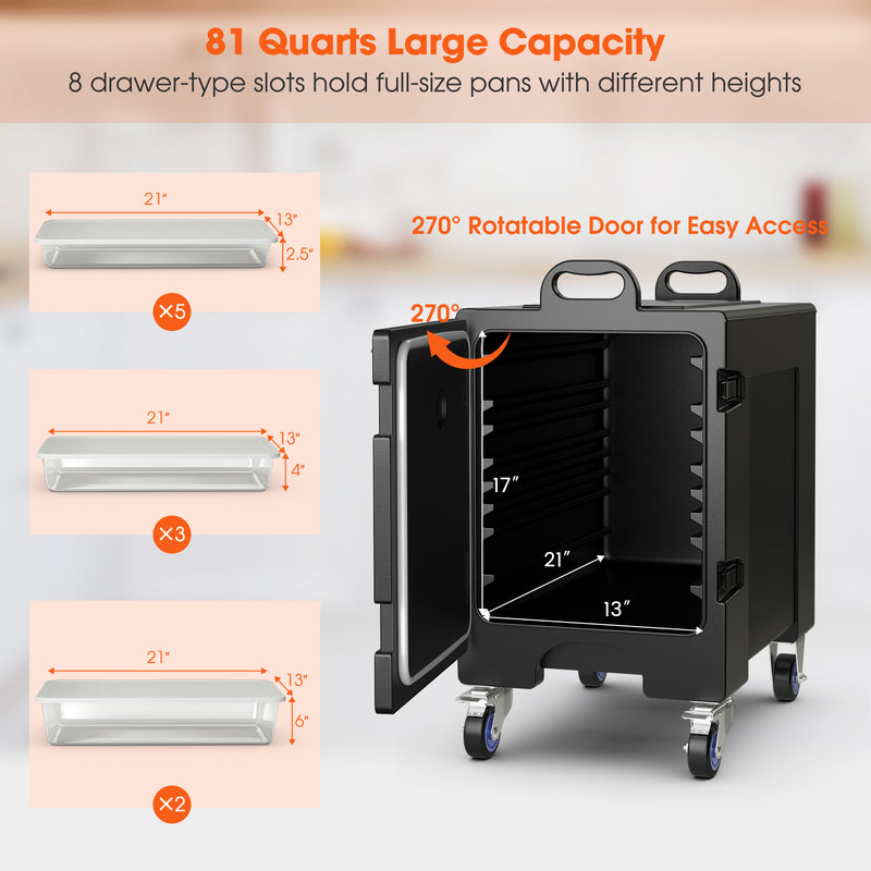 81 Quart Capacity End-loading Insulated Food Pan Carrier with Wheels