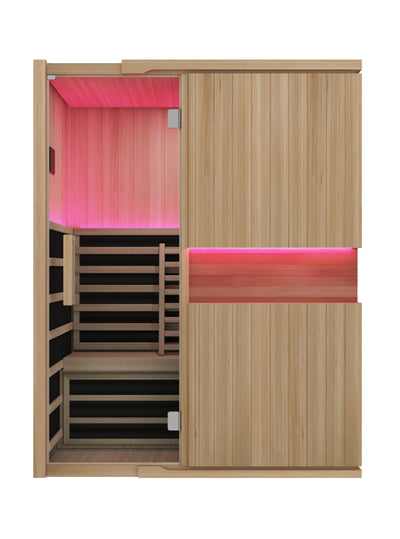 Blisspod, Milano, Full Spectrum Sauna Canadian Hemlock Ultra Low EMF, 7 Far Infrared & Red Glass Heater & Chromotherapy, 3 Person