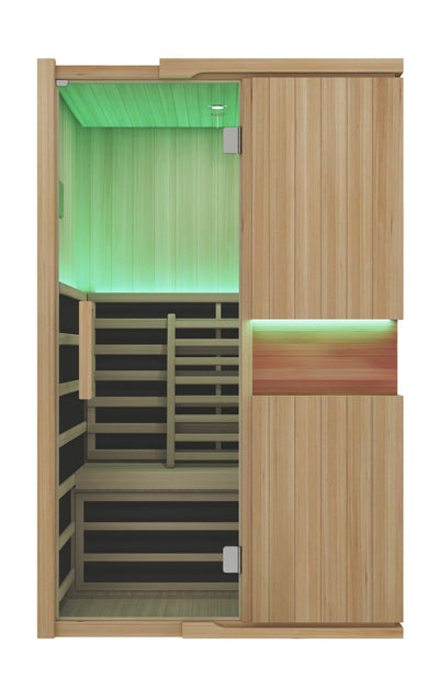 Blisspod, Milano, Full Spectrum Sauna Canadian Hemlock Ultra Low EMF, 6 Far Infrared & Red Glass Heater & Chromotherapy, 2 Person