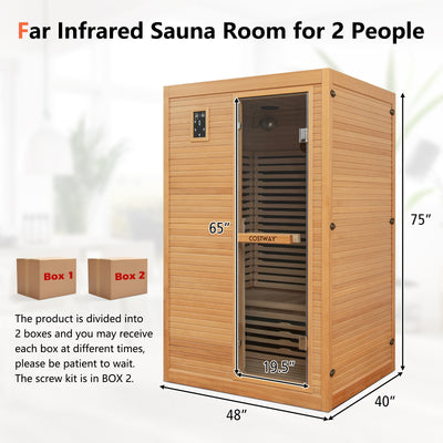 2024 New 2 People Far Infrared Wooden Sauna Room with Free Red Light Therapy for Home