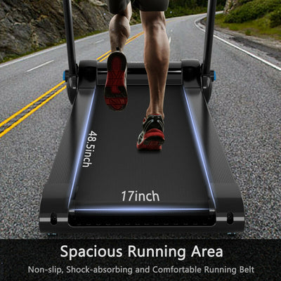 2.25HP Folding Treadmill Running Jogging Machine with LED Touch Display-Black