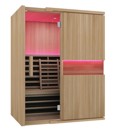 Blisspod, Milano, Full Spectrum Sauna Canadian Hemlock Ultra Low EMF, 7 Far Infrared & Red Glass Heater & Chromotherapy, 3 Person