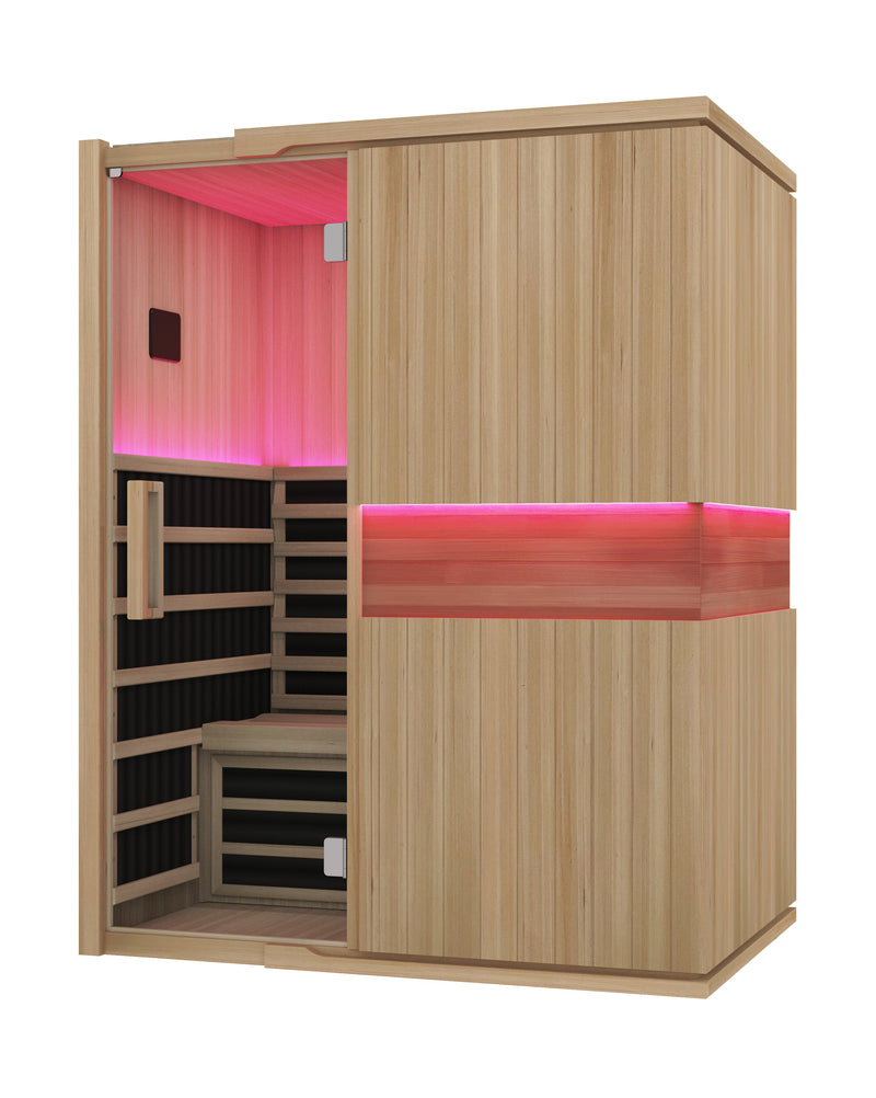 Blisspod, Milano, Full Spectrum Sauna Canadian Hemlock Ultra Low EMF, 7 Far Infrared & Red Glass Heater & Chromotherapy, 3 Person