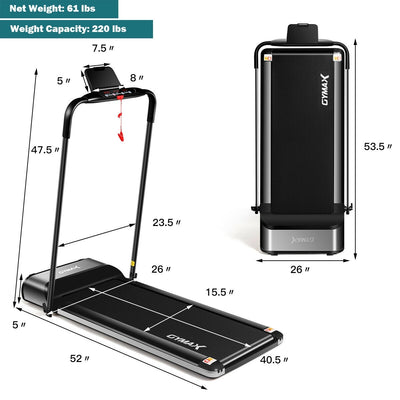 Ultra-thin Electric Folding Motorized Treadmill with LED Monitor Low Noise