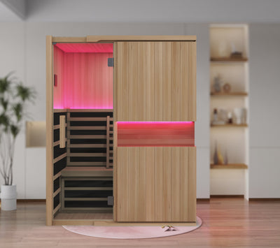 Blisspod, Milano, Full Spectrum Sauna Canadian Hemlock Ultra Low EMF, 7 Far Infrared & Red Glass Heater & Chromotherapy, 3 Person