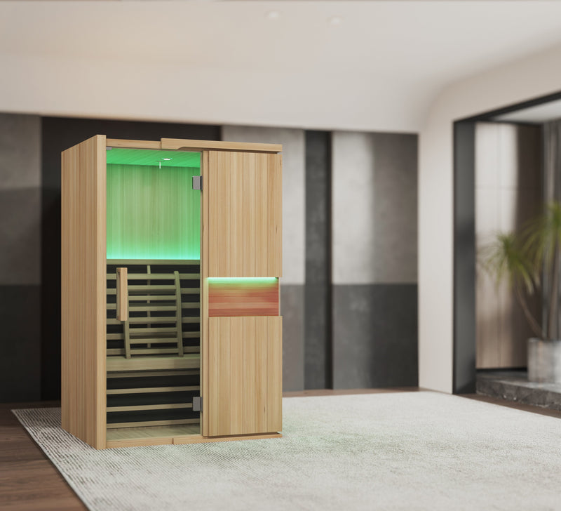 Blisspod, Milano, Full Spectrum Sauna Canadian Hemlock Ultra Low EMF, 6 Far Infrared & Red Glass Heater & Chromotherapy, 2 Person