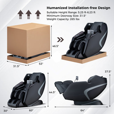 PREORDER - Mega Sale-Costway-4D SL-Track Full Body Massage Chair w/ Zero-Gravity Design, Heated Shawl, Neck & Back & Feet Heater, Calf & Foot Rollers,Magic Calf Rollers, Voice Control, Yoga Stretching, Smart Body Scanning, Touch Screen, Blue-tooth Speaker