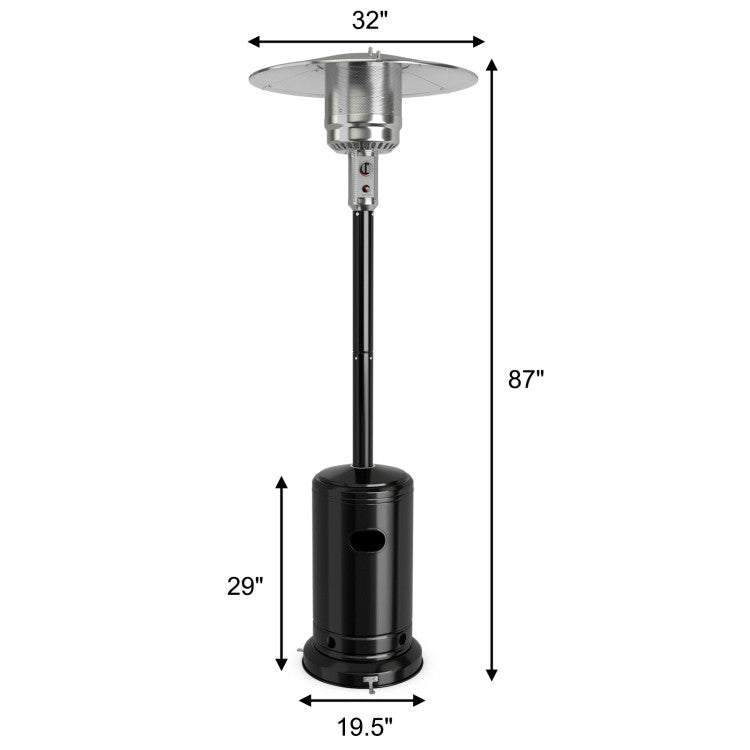 50000 BTU Stainless Steel Propane Patio Heater with Trip over Protection-Black