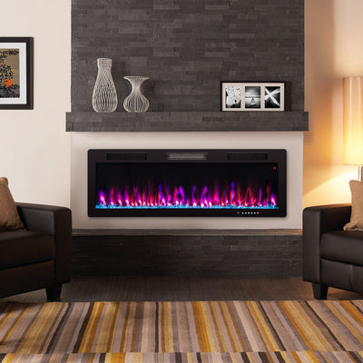 Electric Fireplace 40/50/60 Inches Recessed and Wall Mounted for 2' x 6' Stud-50 inches