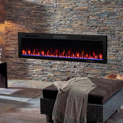 Electric Fireplace 40/50/60 Inches Recessed and Wall Mounted for 2' x 6' Stud-60 inches