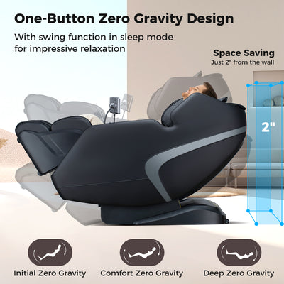 Mega Sale-Costway-4D SL-Track Full Body Massage Chair w/ Zero-Gravity Design, Heated Shawl, Neck & Back & Feet Heater, Calf & Foot Rollers, Electric Calf Frame, Voice Control, Yoga Stretching, Smart Body Scanning, Touch Screen, Blue-tooth Speaker