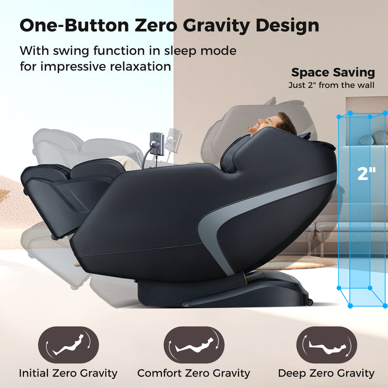 Mega Sale-Costway-4D SL-Track Full Body Massage Chair w/ Zero-Gravity Design, Heated Shawl, Neck & Back & Feet Heater, Calf & Foot Rollers, Electric Calf Frame, Voice Control, Yoga Stretching, Smart Body Scanning, Touch Screen, Blue-tooth Speaker