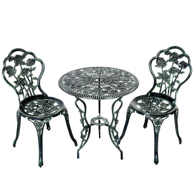 Outdoor Cast Aluminum Patio Furniture Set with Rose Design