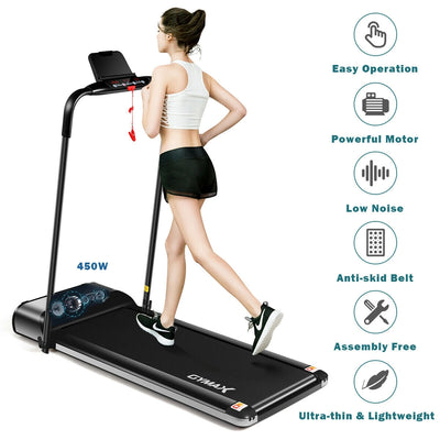 Ultra-thin Electric Folding Motorized Treadmill with LED Monitor Low Noise