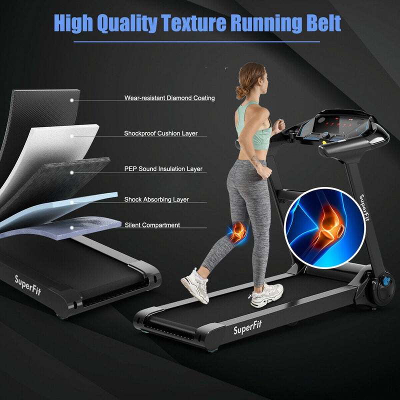 2.25HP Folding Treadmill Running Jogging Machine with LED Touch Display-Black