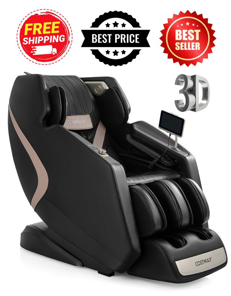 Mega Sale-Top Seller-Premium Series-COSTWAY -Fully Loaded- 3D SL-Track Full Body Zero Gravity Massage Chair with Thai Stretch- Top 5 Seller-