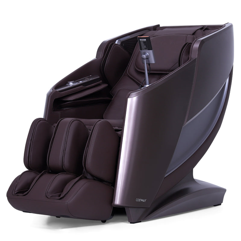 Costway-4D Flexible Track Massage Chair, Full Body Zero Gravity Massage Recliner w/ Airbags, Waist Heater, Foot Rollers, Voice Control, Memory Function, Electric Calf Frame, Auto Body Scan, Wireless Charging Station, Bluetooth Speaker, Thai Stretching