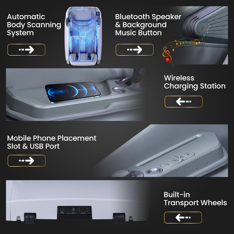 Costway-4D Flexible Track Massage Chair, Full Body Zero Gravity Massage Recliner w/ Airbags, Waist Heater, Foot Rollers, Voice Control, Memory Function, Electric Calf Frame, Auto Body Scan, Wireless Charging Station, Bluetooth Speaker, Thai Stretching