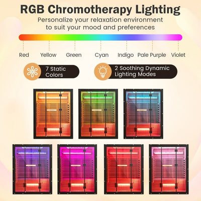 Top Seller-2025 Model-Costway- Premium 3-4 Person Full Spectrum Sauna With Red Light And Himalayan Salt Bar- Fully Loaded-App Controlled-Low EMF