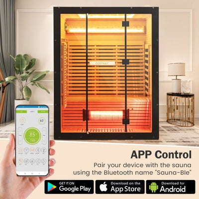 Top Seller-2025 Model-Costway- Premium 3-4 Person Full Spectrum Sauna With Red Light And Himalayan Salt Bar- Fully Loaded-App Controlled-Low EMF