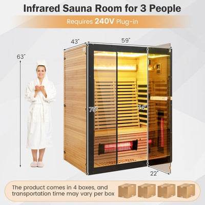 Top Seller-2025 Model-Costway- Premium 3-4 Person Full Spectrum Sauna With Red Light And Himalayan Salt Bar- Fully Loaded-App Controlled-Low EMF