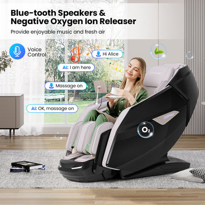 Mega Sale-2025 Model-Costway- Kenzo-Premium 4D+3D Dual Roller System Hybrid Flex Track Zero Gravity Full Body Massage Chair w/ Heart Rate Monitor,Fragrance Therapy, Waist & Calf Heater, Calves & Foot Rollers, Thai Stretch, Voice Control