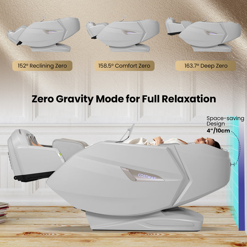 Mega Sale-2025 Model-Costway- Kenzo-Premium 4D+3D Dual Roller System Hybrid Flex Track Zero Gravity Full Body Massage Chair w/ Heart Rate Monitor,Fragrance Therapy, Waist & Calf Heater, Calves & Foot Rollers, Thai Stretch, Voice Control