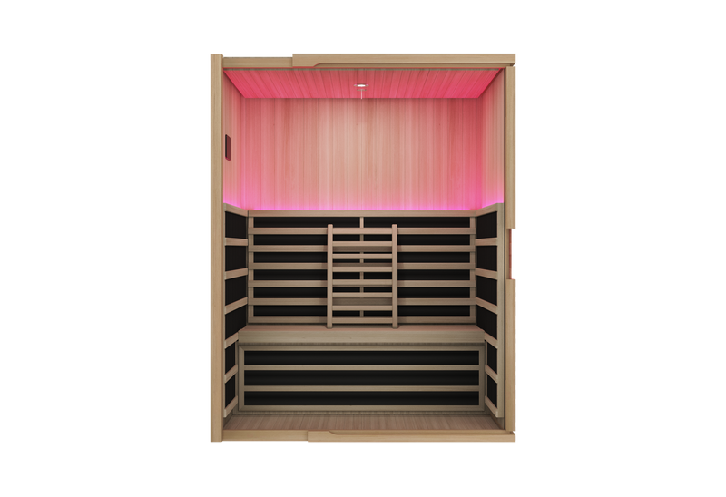 Blisspod, Milano, Full Spectrum Sauna Canadian Hemlock Ultra Low EMF, 7 Far Infrared & Red Glass Heater & Chromotherapy, 3 Person