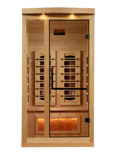 *GDI- NEW 2025 1 Person Sauna Reserve Edition Near Zero EMF Far Infrared, Full Spectrum with Himalayan Salt Bar (Hemlock) GDI-8010-03