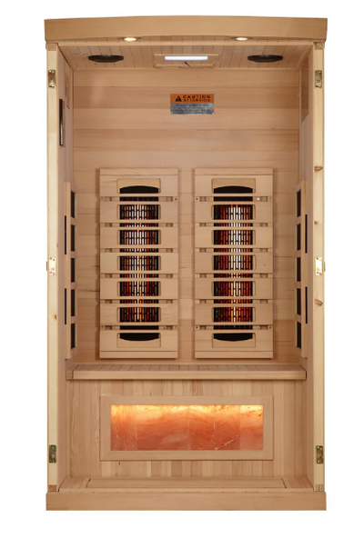 *GDI- NEW 2025 1 Person Sauna Reserve Edition Near Zero EMF Far Infrared, Full Spectrum with Himalayan Salt Bar (Hemlock) GDI-8010-03