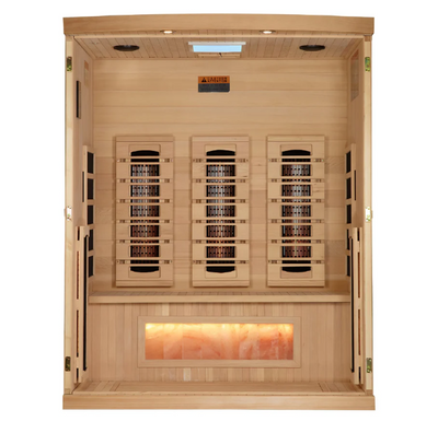 Pre Order Early April- *GDI- NEW 2025 3 Person Sauna Reserve Edition Near Zero EMF Far Infrared, Full Spectrum with Himalayan Salt Bar (Hemlock) GDI-8030-03