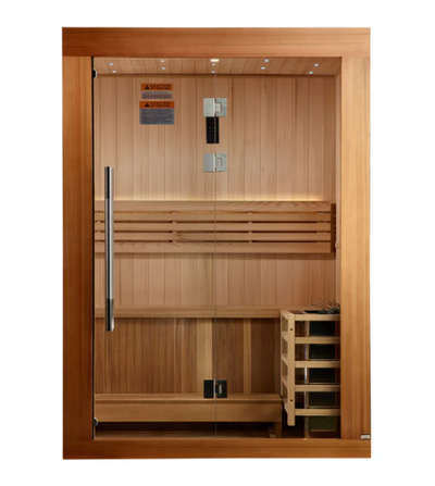 *GDI- Pre-order 2025 "Sundsvall Edition" 2 Person Traditional Indoor Sauna - Canadian Red Cedar Interior and Pacific Premium Clear Cedar Exterior (GDI-7289-02)