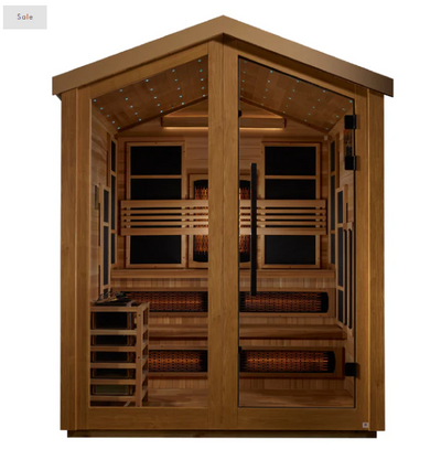 *GDI "Kaskinen" 6 Person Hybrid Outdoor Sauna (PureTech™ Full Spectrum IR or Traditional Stove) - Canadian Red Cedar Interior  (GDI-8526-01)