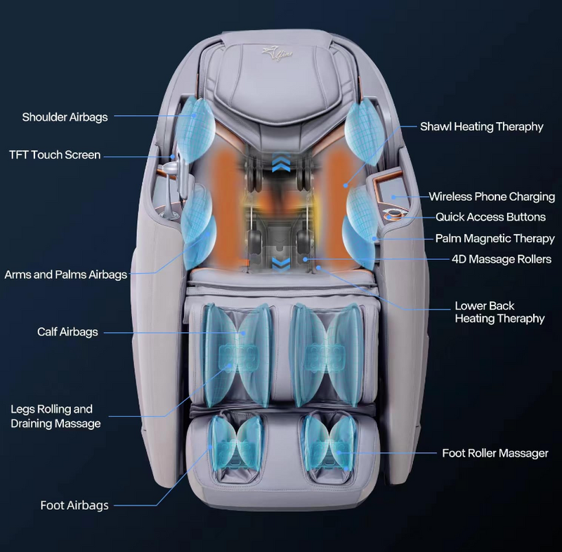 Alfine A710- 4D Massage Chair, Full Body Zero Gravity Recliner with SL Track, Heating, and Electric Calfrest Extension, Open Footrest (2024 Beige)