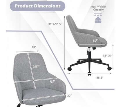 Ergonomic Fabric Home Office Chair with Rocking Backrest (gray)