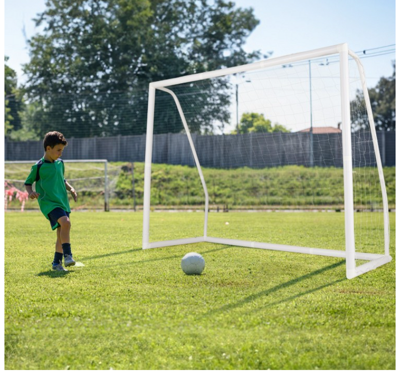 All Weather Soccer Goal with Ground Stakes and Soccer Cones 8 by 6ft