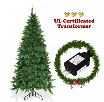 Pre-Lit Artificial Half National Christmas Tree with 8 Flash Modes - 6 feet