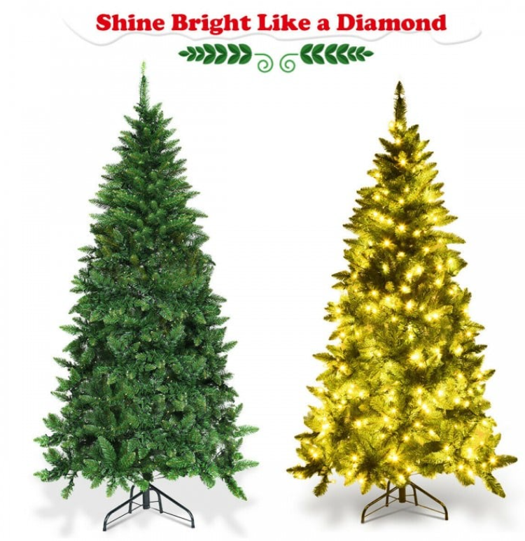 Pre-Lit Artificial Half National Christmas Tree with 8 Flash Modes - 6 feet