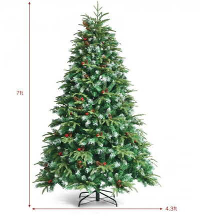 Pre-Lit Snowy Christmas Hinged Tree with Multi-Color Lights- 7 feet or 9 feet