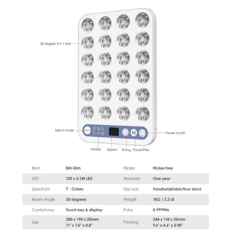 BioMol- Super Slim Portable Red Light Therapy Device with Stand