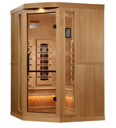 *GDI- NEW 2025 3 Person Corner Sauna Reserve Edition Near Zero EMF Far Infrared, Full Spectrum with Himalayan Salt Bar (Hemlock) GDI-8035-03