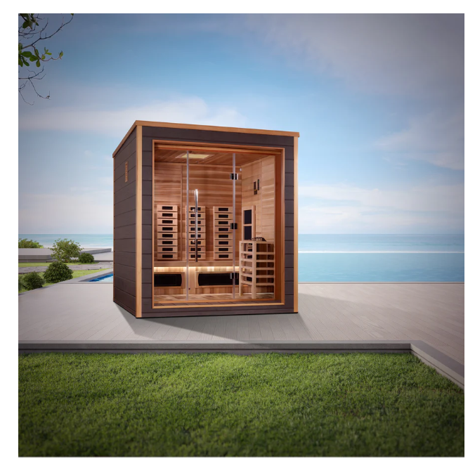 *GDI- Visby 3 Person Outdoor-Indoor PureTech Hybrid Full Spectrum Sauna, Canadian Red Cedar Interior - GDI-8223-01