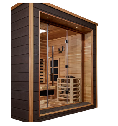 *GDI- Visby 3 Person Outdoor-Indoor PureTech Hybrid Full Spectrum Sauna, Canadian Red Cedar Interior - GDI-8223-01